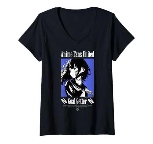 Damen Anime-Fans United Goal Getter Glaub dir selbst T-Shirt mit V-Ausschnitt von REPUBLIC OF CALIFORNIA