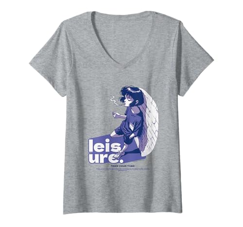 Damen Freizeit Nehmen Sie Sich Zeit Entspannte Atmosphäre T-Shirt mit V-Ausschnitt von REPUBLIC OF CALIFORNIA