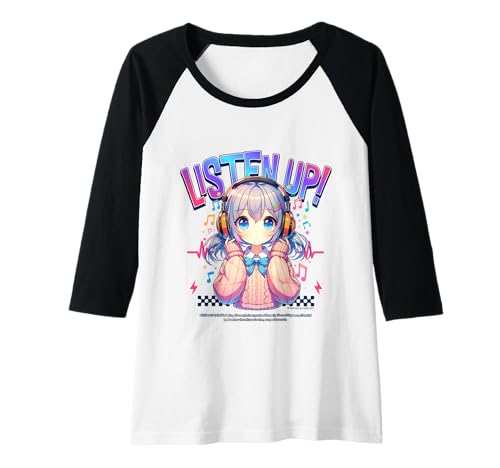 Damen Listen Up Anime Kopfhörer Music Vibes Raglan von REPUBLIC OF CALIFORNIA