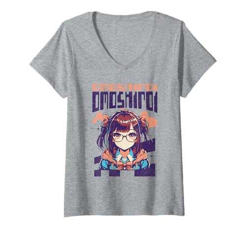 Damen Omoshiroi Anime-Ästhetik für Mädchen T-Shirt mit V-Ausschnitt von REPUBLIC OF CALIFORNIA