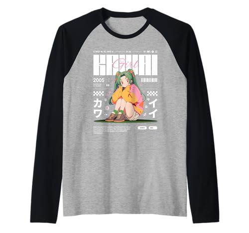Kawaii Girl Anime Grafik 2005 Stil Raglan von REPUBLIC OF CALIFORNIA