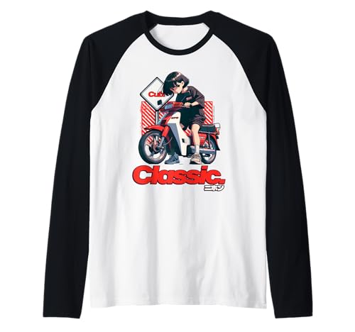 Klassisches Japanisches Motorrad Retro Girl Raglan von REPUBLIC OF CALIFORNIA