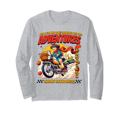 Mädchen, das es liebt, mit Katzen zu Reisen, Abenteuer Langarmshirt von REPUBLIC OF CALIFORNIA