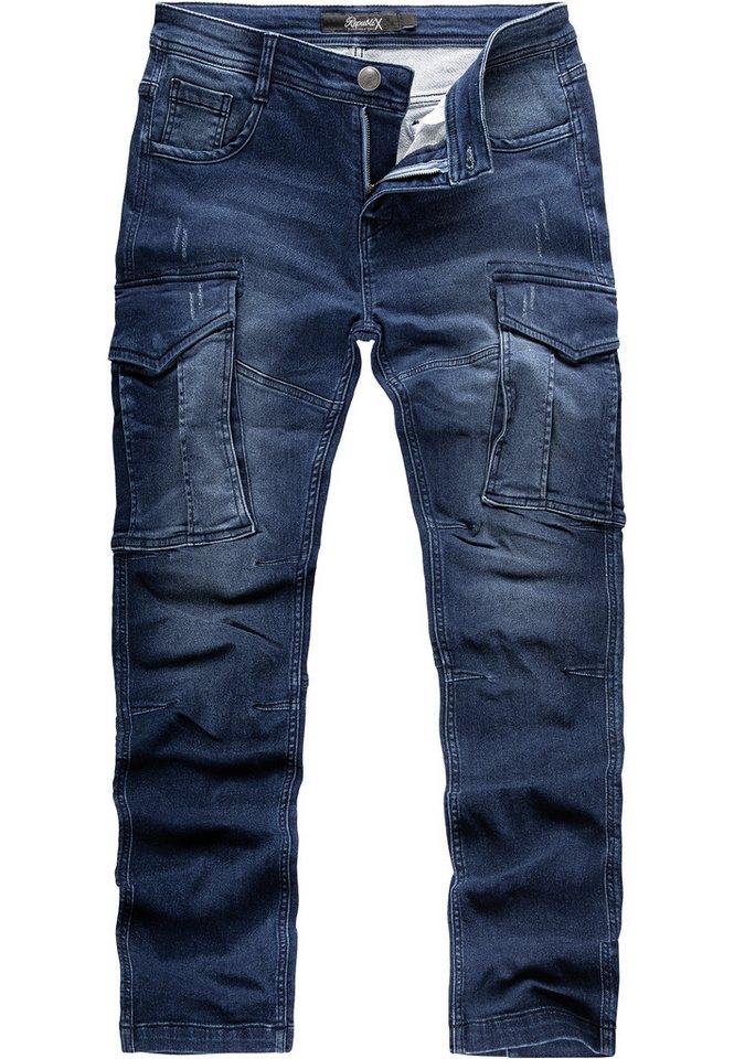 REPUBLIX Cargohose DAWSON Herren Sweathose in Stretch Denim Jeans von REPUBLIX