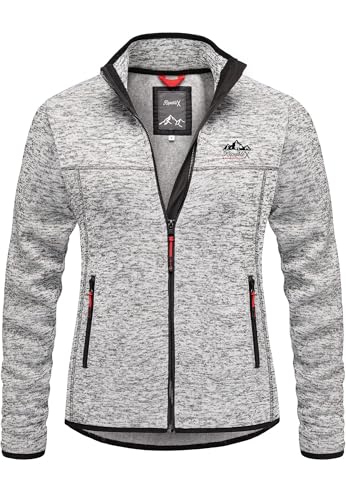 REPUBLIX Damen Fleecejacke Strickfleece Sweatjacke Pullover Hoodie RD-028 Grau L von REPUBLIX