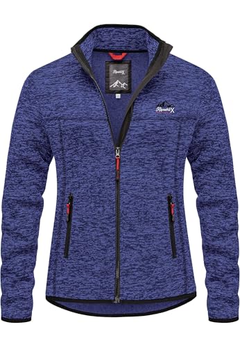 REPUBLIX Damen Fleecejacke Strickfleece Sweatjacke Pullover Hoodie RD-028 Navyblau S von REPUBLIX