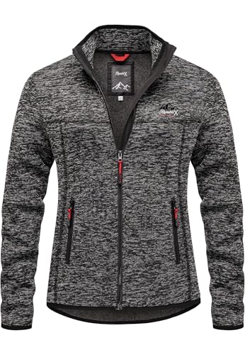 REPUBLIX Damen Fleecejacke Strickfleece Sweatjacke Pullover Hoodie RD-028 Schwarz XXL von REPUBLIX