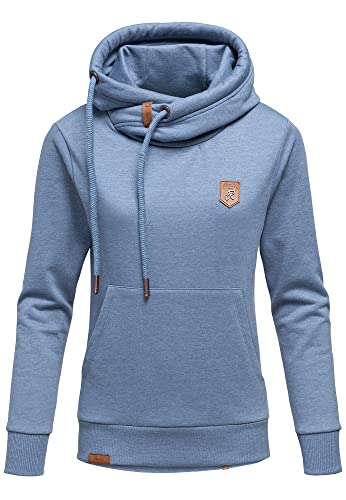 REPUBLIX Damen Kapuzenpullover Sweatjacke Pullover Hoodie Sweatshirt RD-001 Blau Melange XS von REPUBLIX