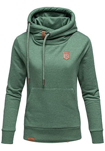 REPUBLIX Damen Kapuzenpullover Sweatjacke Pullover Hoodie Sweatshirt RD-001 Grün Melange L von REPUBLIX