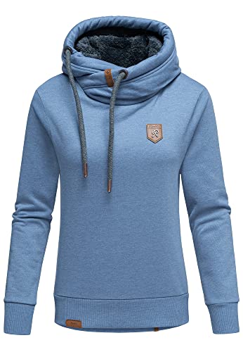 REPUBLIX Damen Kapuzenpullover Sweatjacke Pullover Hoodie Sweatshirt RD-002 Blau Melange 3XL von REPUBLIX