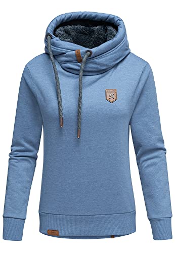 REPUBLIX Damen Kapuzenpullover Sweatjacke Pullover Hoodie Sweatshirt RD-002 Blau Melange XS von REPUBLIX