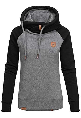 REPUBLIX Damen Kapuzenpullover Sweatjacke Pullover Hoodie Sweatshirt RD-003 Anthrazit/Schwarz 3XL von REPUBLIX