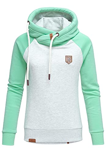 REPUBLIX Damen Kapuzenpullover Sweatjacke Pullover Hoodie Sweatshirt RD-003 Hellgrau Melange/Mint L von REPUBLIX