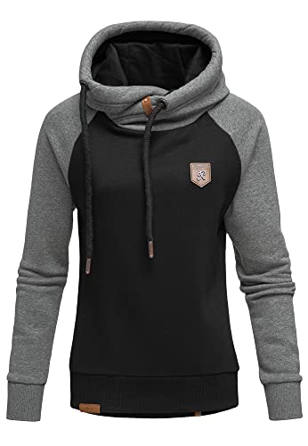 REPUBLIX Damen Kapuzenpullover Sweatjacke Pullover Hoodie Sweatshirt RD-003 Schwarz/Anthrazit 3XL von REPUBLIX