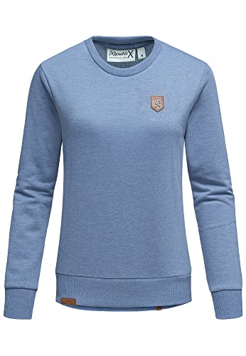 REPUBLIX Damen Kapuzenpullover Sweatjacke Pullover Hoodie Sweatshirt RD-005 Blau Melange S von REPUBLIX