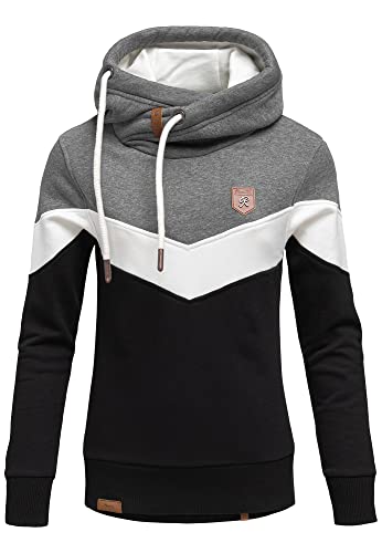 REPUBLIX Damen Kapuzenpullover Sweatjacke Pullover Hoodie Sweatshirt RD-006 Anthrazit/Weiß/Schwarz 3XL von REPUBLIX