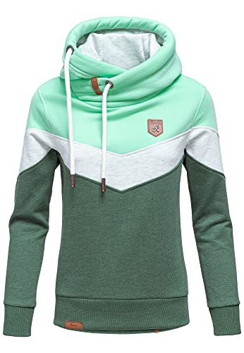 REPUBLIX Damen Kapuzenpullover Sweatjacke Pullover Hoodie Sweatshirt RD-006 Mint/Hellgrau Melange/Grün Melange 3XL von REPUBLIX