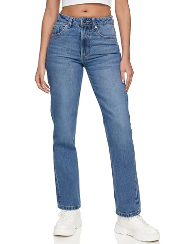 REPUBLIX Damen Mid Waist Loose-fit Denim Jeans Basic RJ-1002 Dunkelblau 42 von REPUBLIX