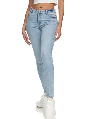 REPUBLIX Damen Mid Waist Skinny-Fit Stretch Denim Jeans Basic RJ-1001 Bleached Blue 34 von REPUBLIX