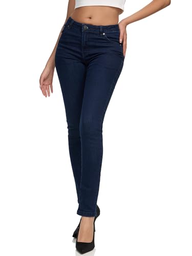 REPUBLIX Damen Mid Waist Skinny-Fit Stretch Denim Jeans Basic RJ-1001 Dunkelblau 36 von REPUBLIX