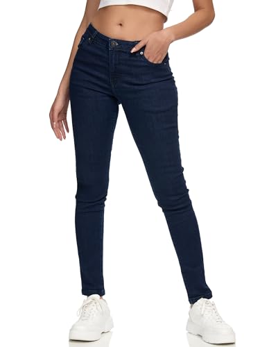 REPUBLIX Damen Mid Waist Skinny-Fit Stretch Denim Jeans Basic RJ-1001 Dunkelblau 42 von REPUBLIX