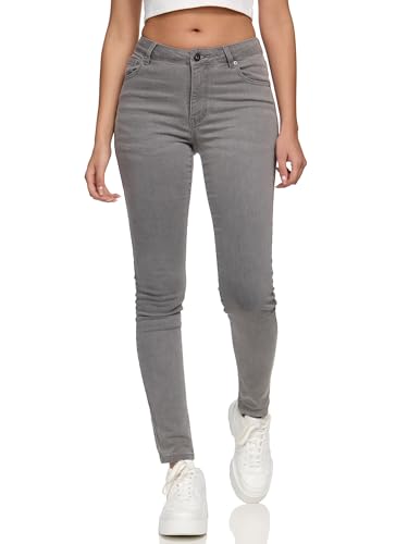 REPUBLIX Damen Mid Waist Skinny-Fit Stretch Denim Jeans Basic RJ-1001 Grau 46 von REPUBLIX