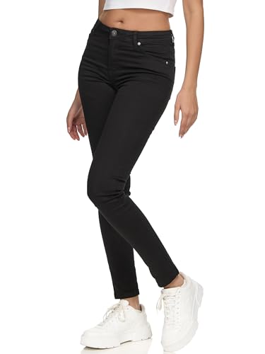 REPUBLIX Damen Mid Waist Skinny-Fit Stretch Denim Jeans Basic RJ-1001 Schwarz 32 von REPUBLIX