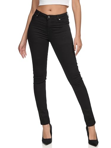 REPUBLIX Damen Mid Waist Skinny-Fit Stretch Denim Jeans Basic RJ-1001 Schwarz 38 von REPUBLIX