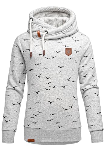 REPUBLIX Damen Print Kapuzenpullover Sweatjacke Pullover Hoodie Sweatshirt RD-018 Hellgrau 3XL von REPUBLIX