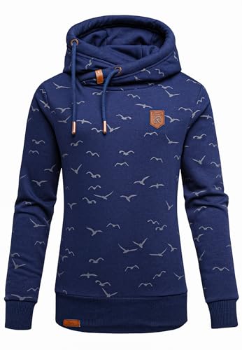 REPUBLIX Damen Print Kapuzenpullover Sweatjacke Pullover Hoodie Sweatshirt RD-018 Navyblau S von REPUBLIX