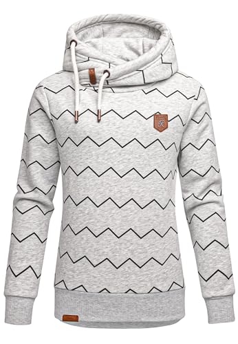 REPUBLIX Damen Print Kapuzenpullover Sweatjacke Pullover Hoodie Sweatshirt RD-019 Hellgrau 3XL von REPUBLIX