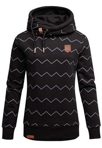 REPUBLIX Damen Print Kapuzenpullover Sweatjacke Pullover Hoodie Sweatshirt RD-019 Schwarz 3XL von REPUBLIX