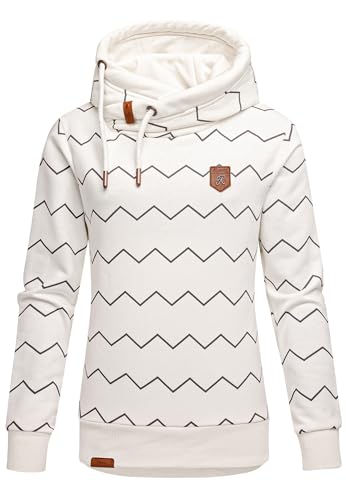 REPUBLIX Damen Print Kapuzenpullover Sweatjacke Pullover Hoodie Sweatshirt RD-019 Weiß L von REPUBLIX