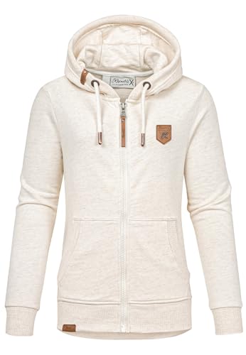 REPUBLIX Damen Sweatjacke Hoodie Sweatshirt Pullover Zipper Jacke RD-020 Beige 3XL von REPUBLIX