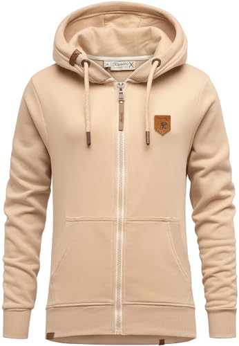 REPUBLIX Damen Sweatjacke Hoodie Sweatshirt Pullover Zipper Jacke RD-023 Beige S von REPUBLIX