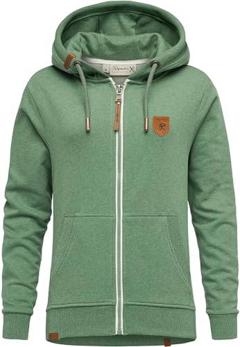 REPUBLIX Damen Sweatjacke Hoodie Sweatshirt Pullover Zipper Jacke RD-023 Grün Melange S von REPUBLIX