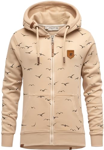REPUBLIX Damen Sweatjacke Hoodie Sweatshirt Pullover Zipper Jacke RD-024 Beige XXL von REPUBLIX