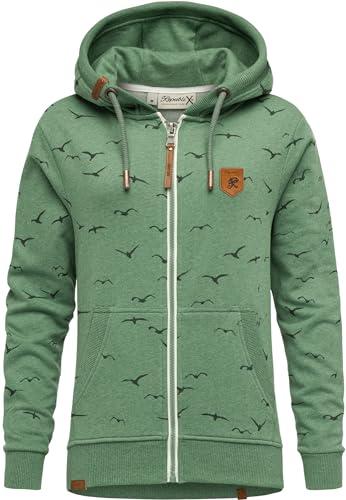 REPUBLIX Damen Sweatjacke Hoodie Sweatshirt Pullover Zipper Jacke RD-024 Grün Melange L von REPUBLIX