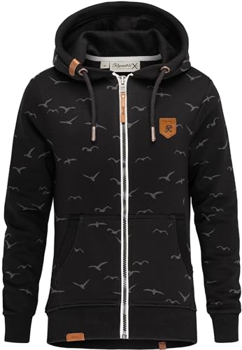 REPUBLIX Damen Sweatjacke Hoodie Sweatshirt Pullover Zipper Jacke RD-024 Schwarz XL von REPUBLIX