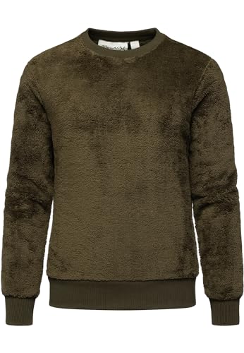 REPUBLIX Damen Sweatshirt Teddy Pulli Sweatjacke Plüsch Hoodie Pullover RD-021 Khaki 3XL von REPUBLIX