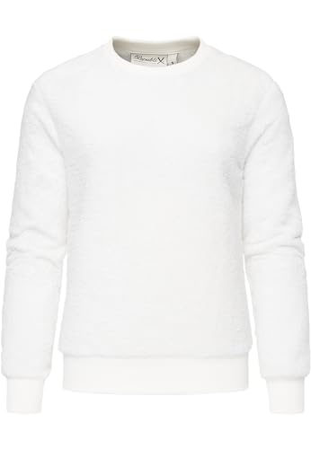 REPUBLIX Damen Sweatshirt Teddy Pulli Sweatjacke Plüsch Hoodie Pullover RD-021 Weiß XS von REPUBLIX