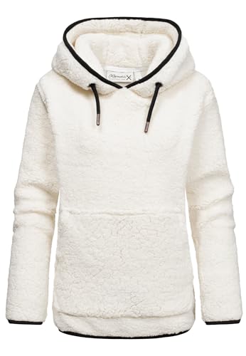 REPUBLIX Damen Teddy Kapuzenpullover Sweatjacke Plüsch Hoodie Pullover Jacke RD-010 Cremeweiß 3XL von REPUBLIX