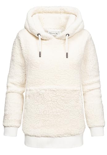 REPUBLIX Damen Teddy Kapuzenpullover Sweatjacke Plüsch Hoodie Pullover Jacke RD-011 Cremeweiß XS REPUBLIX Damen Teddy Kapuzenpullover Sweatjacke Plüsch Hoodie Pullover Jacke RD-011 Cremeweiß XS von REPUBLIX