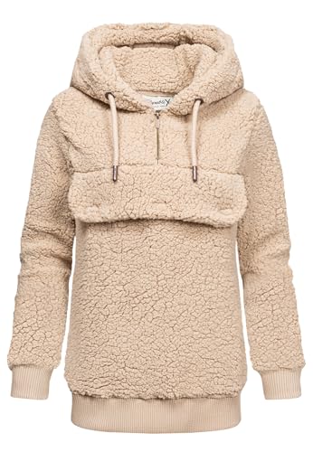 REPUBLIX Damen Teddy Sweatjacke Plüsch Hoodie Pullover Windbreaker RD-012 Beige 3XL von REPUBLIX