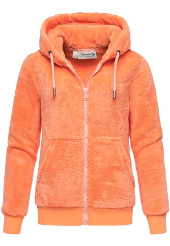 REPUBLIX Damen Teddy Sweatjacke Plüsch Hoodie Pullover Zipper Jacke RD-015 Corall 3XL von REPUBLIX