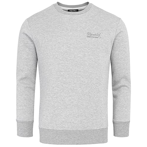 REPUBLIX Herren Basic College Sweatshirt Pullover Sweatjacke Hoodie R-0060 Hellgrau M von REPUBLIX