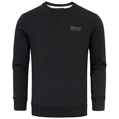 REPUBLIX Herren Basic College Sweatshirt Pullover Sweatjacke Hoodie R-0060 Schwarz 3XL von REPUBLIX