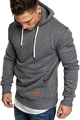 REPUBLIX Herren Basic Kapuzenpullover Sweatjacke Pullover Hoodie Sweatshirt R-0051 Dunkelgrau L von REPUBLIX