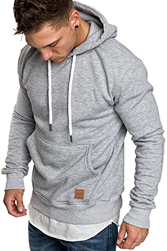 REPUBLIX Herren Basic Kapuzenpullover Sweatjacke Pullover Hoodie Sweatshirt R-0051 Hellgrau 3XL von REPUBLIX