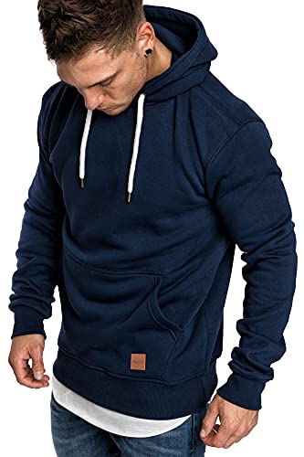 REPUBLIX Herren Basic Kapuzenpullover Sweatjacke Pullover Hoodie Sweatshirt R-0051 Navyblau 3XL von REPUBLIX